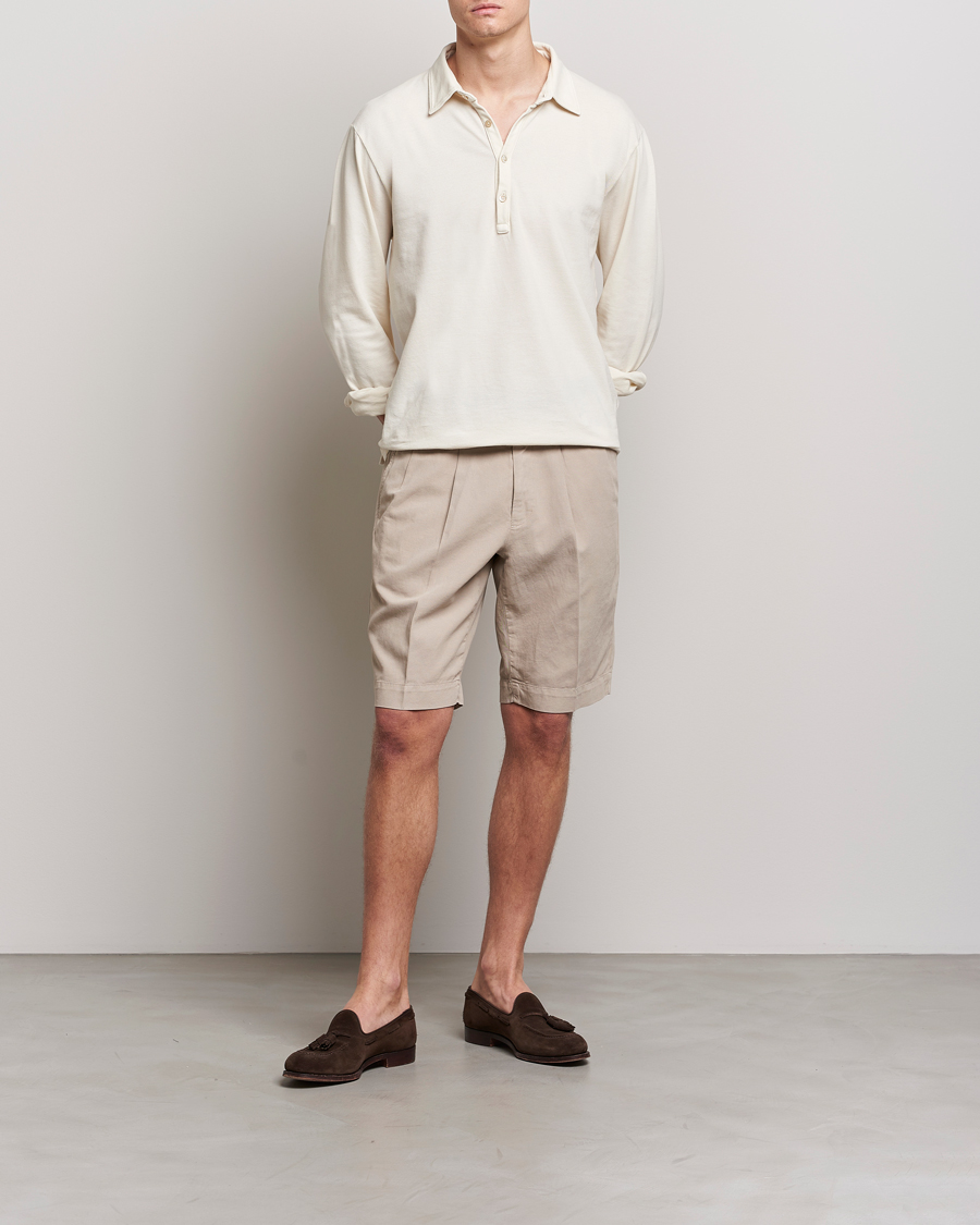 Hombres | Pantalones cortos | Incotex | Pleated Chinolino Shorts Beige
