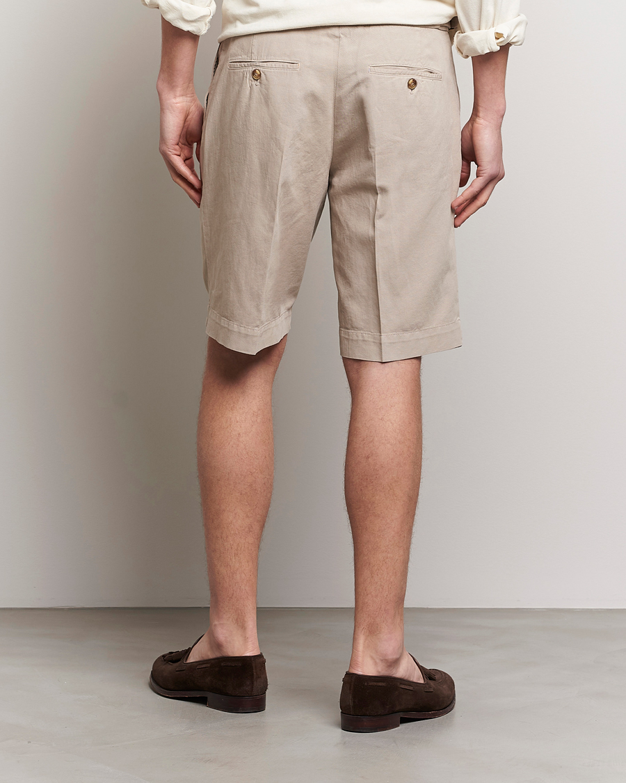 Hombres | Pantalones cortos | Incotex | Pleated Chinolino Shorts Beige