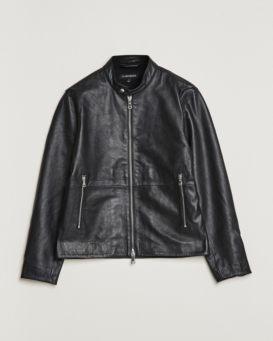 Hombres | Abrigos y chaquetas | J.Lindeberg | Boris Biker Leather Jacket Black