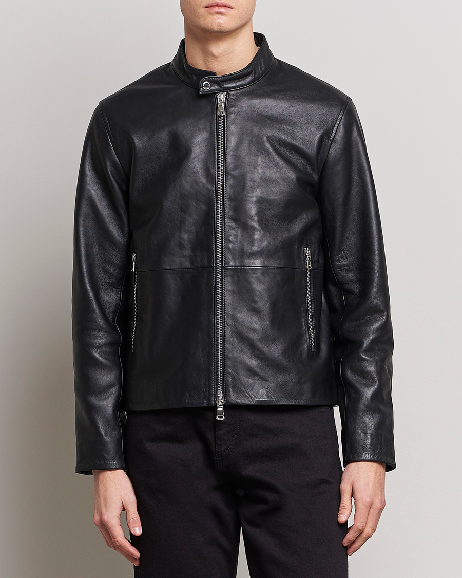 Hombres | Abrigos y chaquetas | J.Lindeberg | Boris Biker Leather Jacket Black