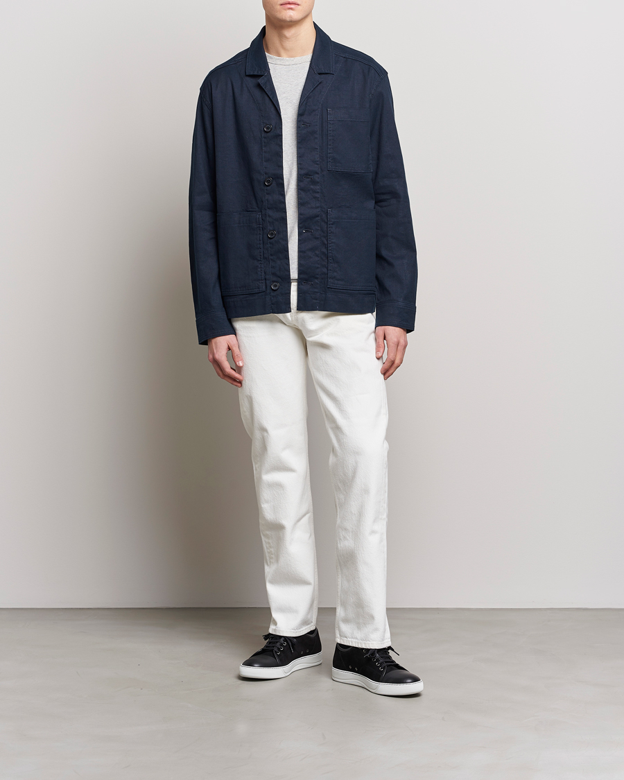 Hombres | Camisas | J.Lindeberg | Errol Linen/Cotton Workwear Overshirt Navy