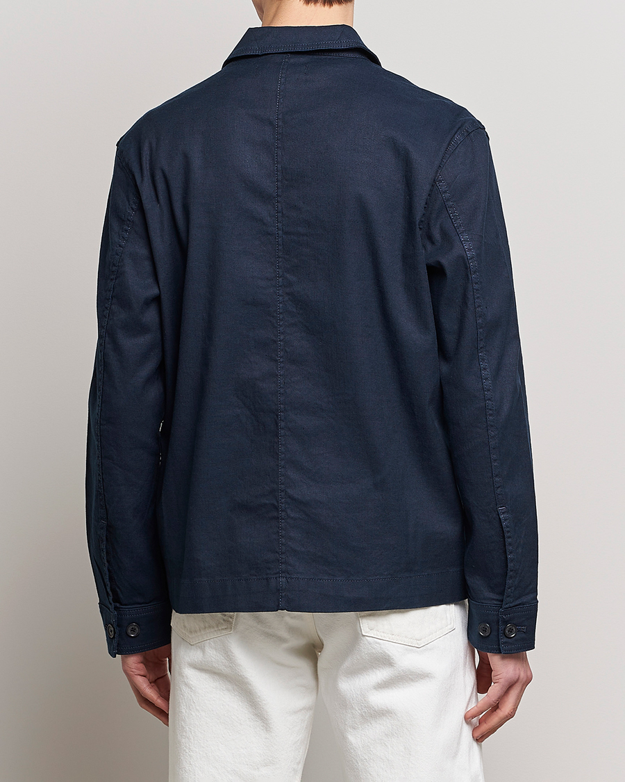 Hombres | Camisas | J.Lindeberg | Errol Linen/Cotton Workwear Overshirt Navy