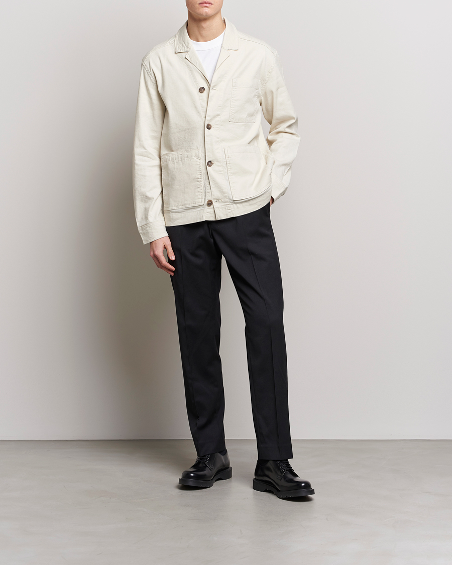 Hombres | Camisas | J.Lindeberg | Errol Linen/Cotton Workwear Overshirt Turtledove