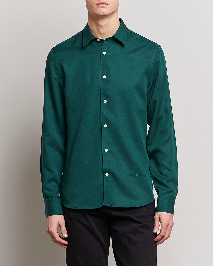 Hombres | Camisas | J.Lindeberg | Slim Fit Comfort Tencel Shirt Rain Forest