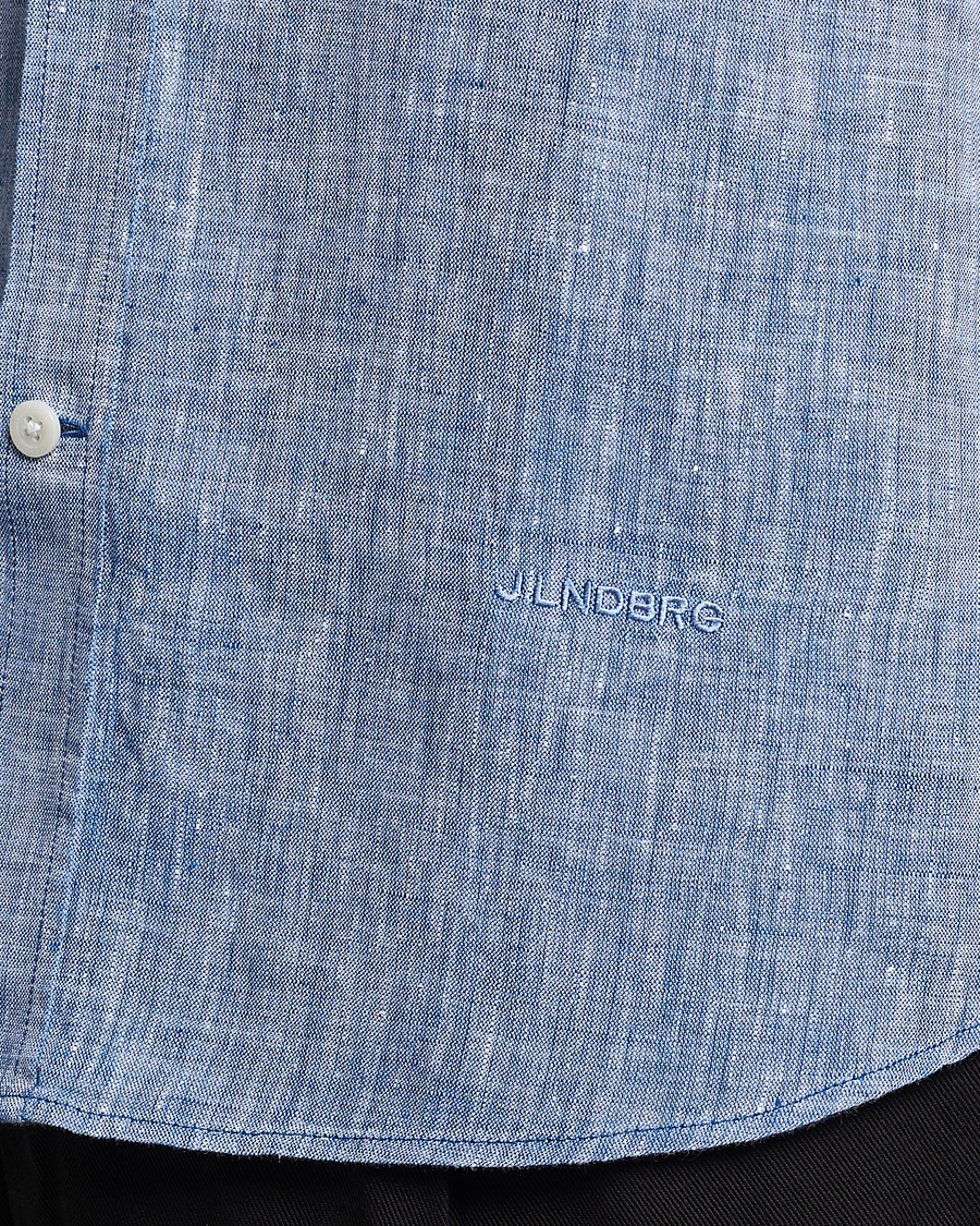 Hombres | Camisas | J.Lindeberg | Slim Fit Linen Melange Shirt Lapis Blue