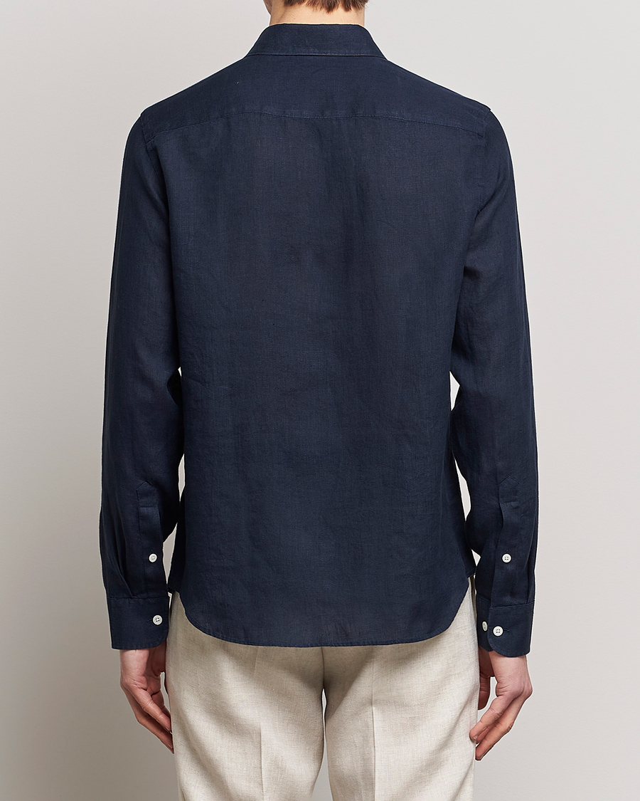 Hombres | Camisas | J.Lindeberg | Slim Fit Clean Linen Shirt Navy