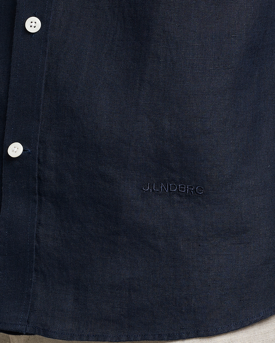 Hombres | Camisas | J.Lindeberg | Slim Fit Clean Linen Shirt Navy