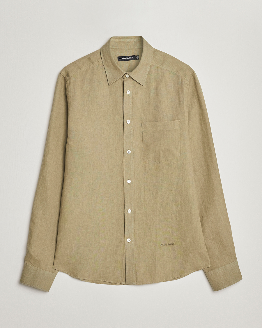 Hombres | Camisas | J.Lindeberg | Slim Fit Clean Linen Shirt Aloe