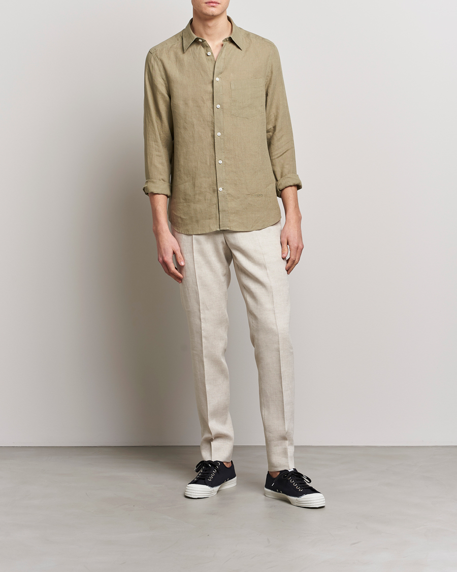 Hombres | Camisas | J.Lindeberg | Slim Fit Clean Linen Shirt Aloe