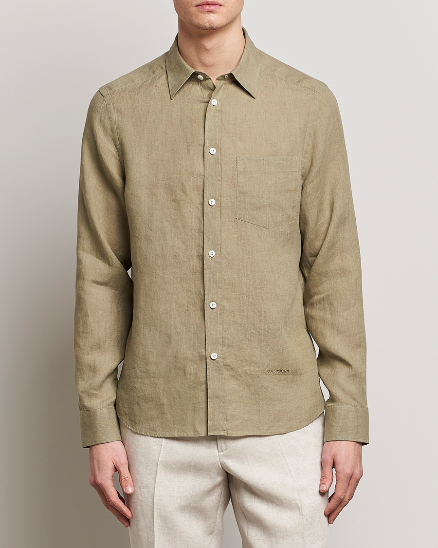 Hombres | Camisas | J.Lindeberg | Slim Fit Clean Linen Shirt Aloe