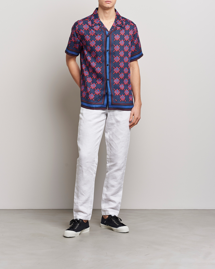 Hombres | Camisas | J.Lindeberg | Elio Diamond JL Print Short Sleev Lyocell Shirt Navy