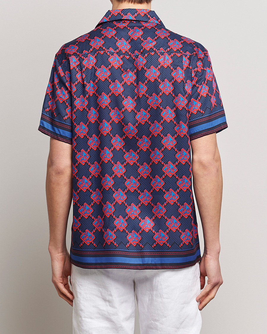Hombres | Camisas | J.Lindeberg | Elio Diamond JL Print Short Sleev Lyocell Shirt Navy