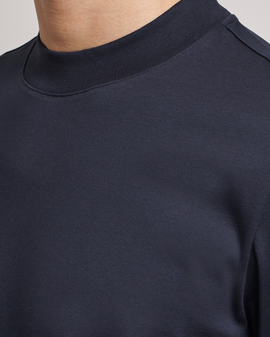 Hombres | Camisetas | J.Lindeberg | Ace Mock Neck Mercerized Cotton T-Shirt Navy