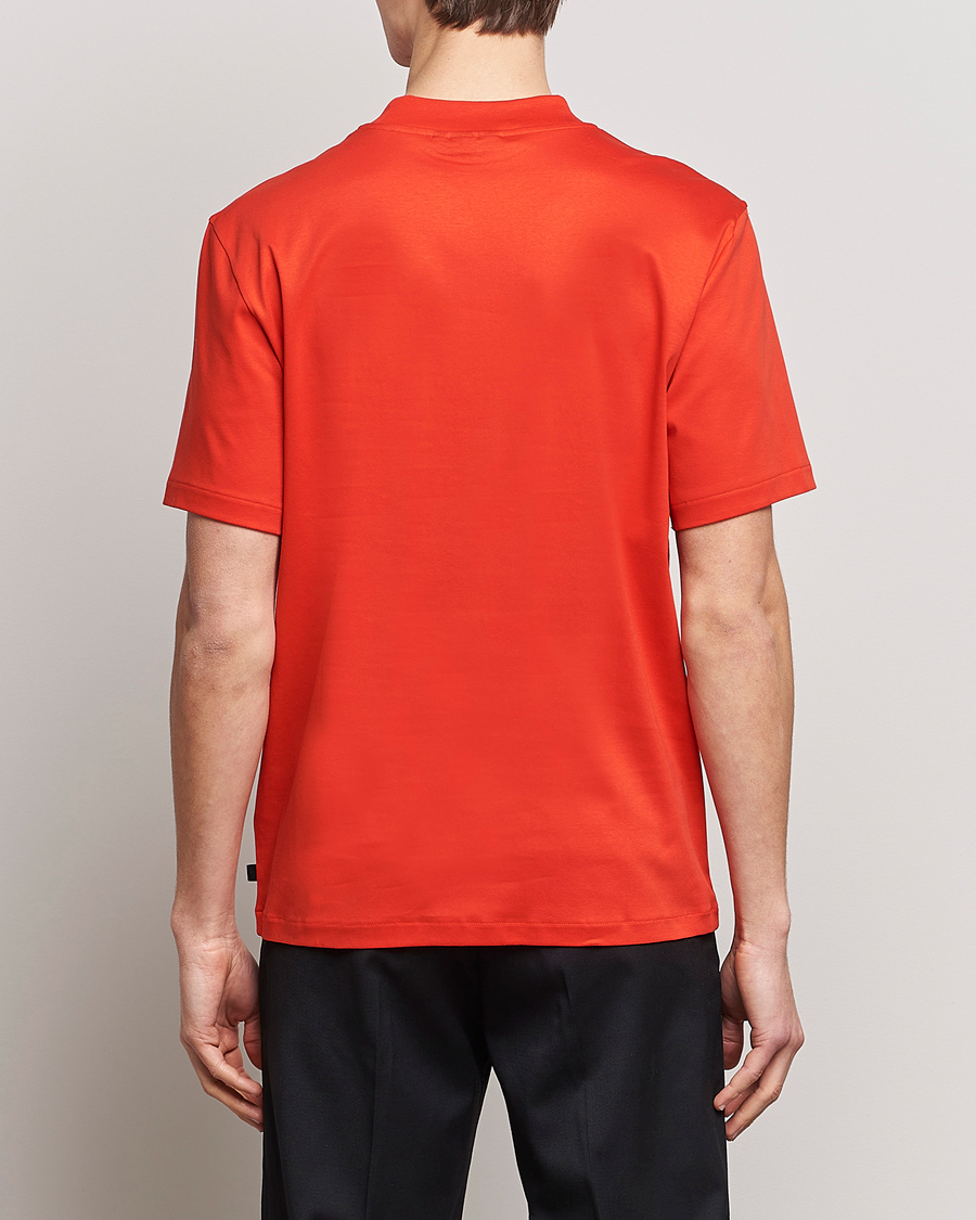 Hombres | Camisetas | J.Lindeberg | Ace Mock Neck Mercerized Cotton T-Shirt Fiery Red