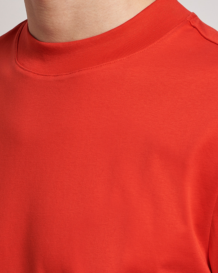 Hombres | Camisetas | J.Lindeberg | Ace Mock Neck Mercerized Cotton T-Shirt Fiery Red