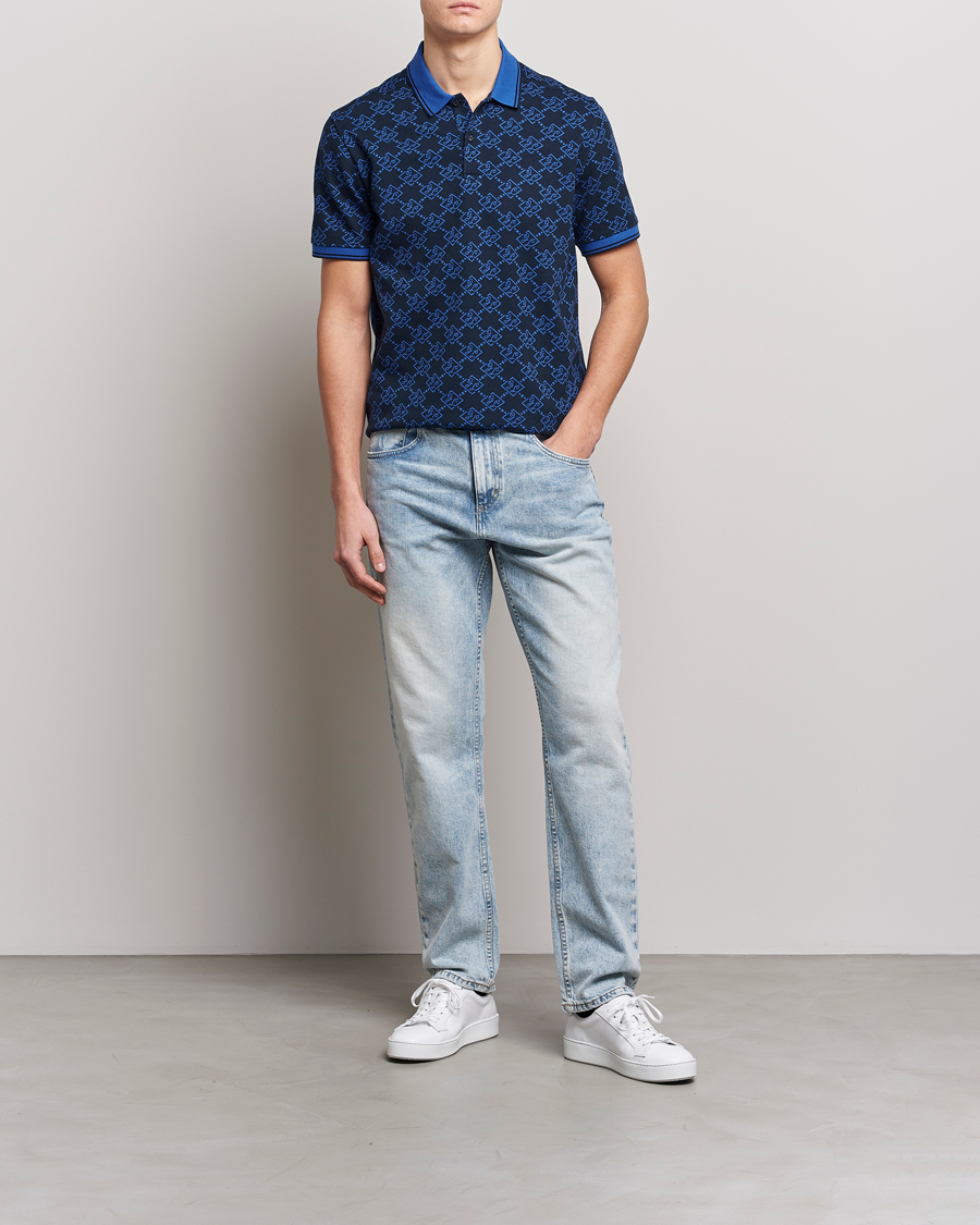 Hombres | Polos | J.Lindeberg | Deklan Organic Cotton Jacquard Polo Navy
