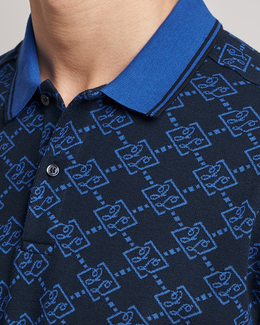 Hombres | Polos | J.Lindeberg | Deklan Organic Cotton Jacquard Polo Navy