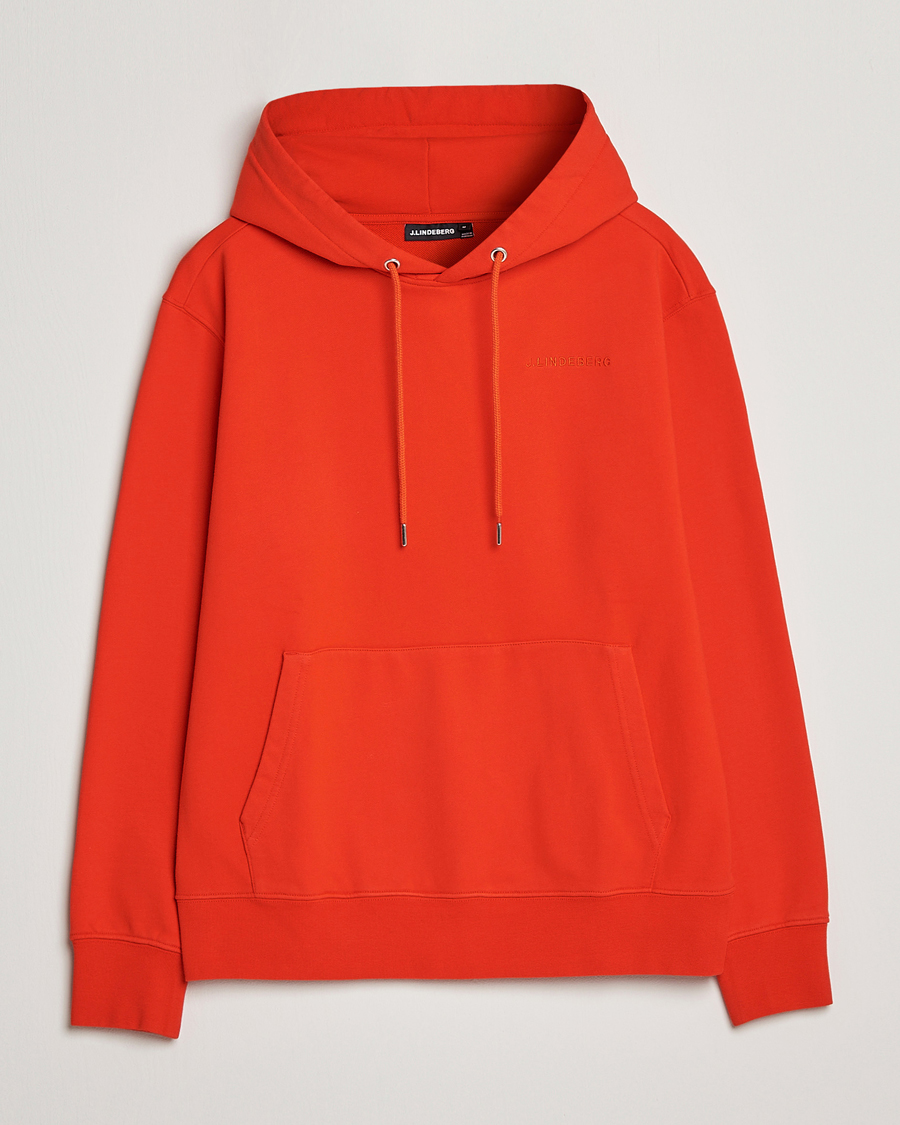 Hombres | Jerséis y prendas de punto | J.Lindeberg | Chip Cotton Hoodie Fiery Red