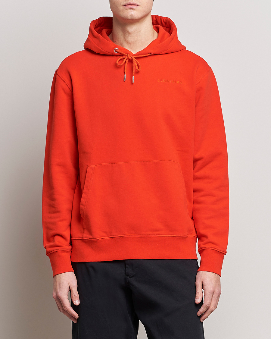Hombres | Jerséis y prendas de punto | J.Lindeberg | Chip Cotton Hoodie Fiery Red