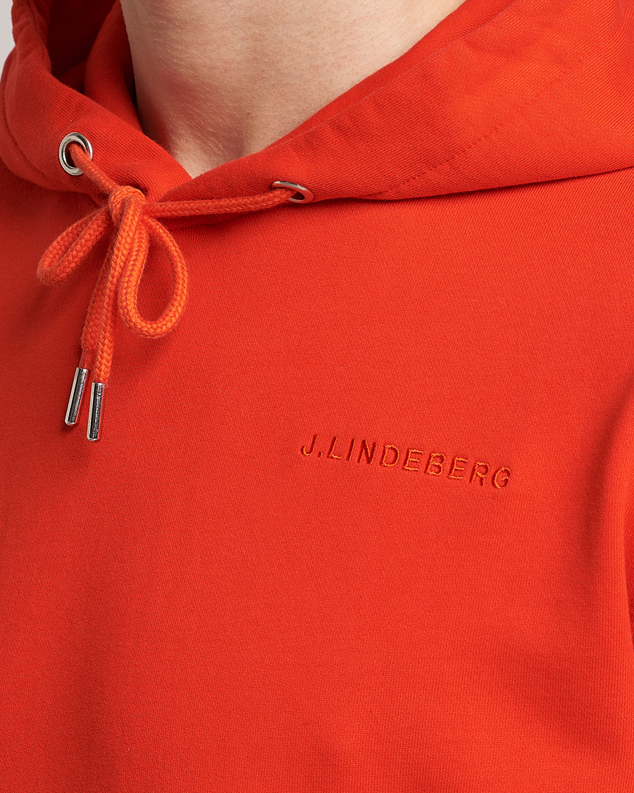 Hombres | Jerséis y prendas de punto | J.Lindeberg | Chip Cotton Hoodie Fiery Red
