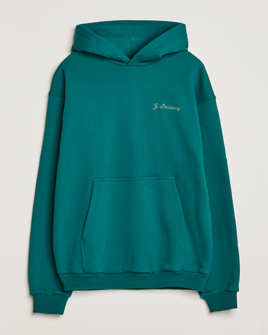 Hombres | Jerséis y prendas de punto | J.Lindeberg | Karson Graphic Organic Cotton Hoodie Rain Forest