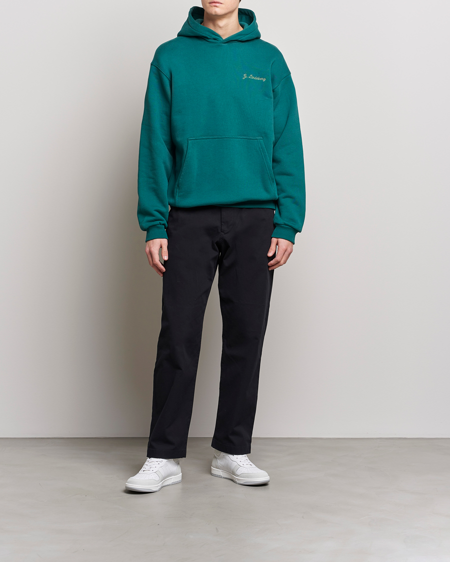 Hombres | Jerséis y prendas de punto | J.Lindeberg | Karson Graphic Organic Cotton Hoodie Rain Forest