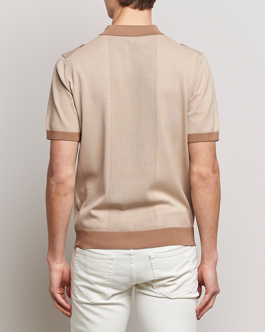 Hombres | Polos | J.Lindeberg | Rey Stripe Knitted Polo Tiger Brown