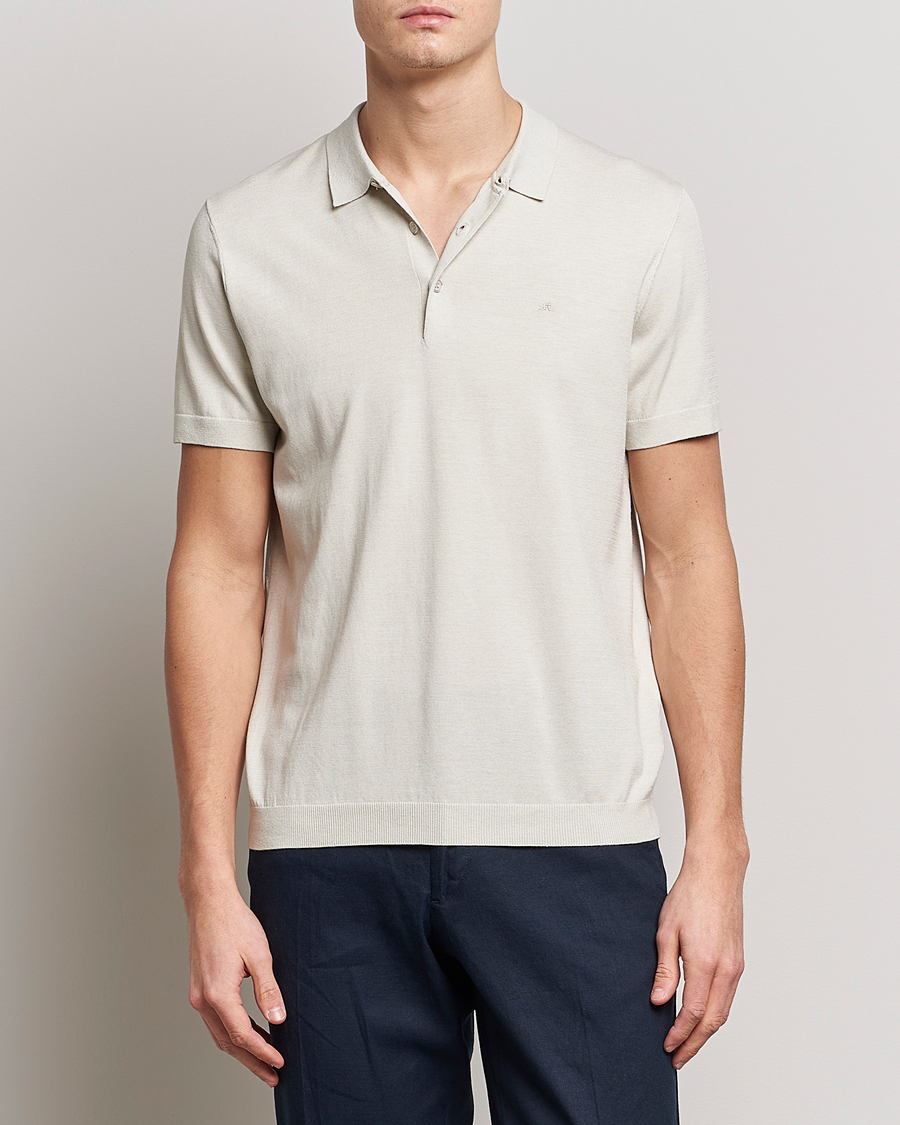 Hombres | Polos | J.Lindeberg | Ridge Rayon Silk Polo Light Grey Melange