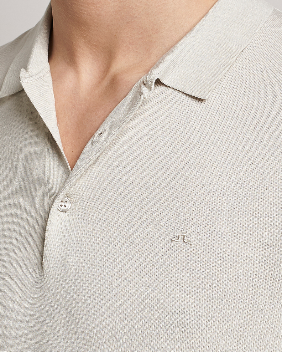 Hombres | Polos | J.Lindeberg | Ridge Rayon Silk Polo Light Grey Melange