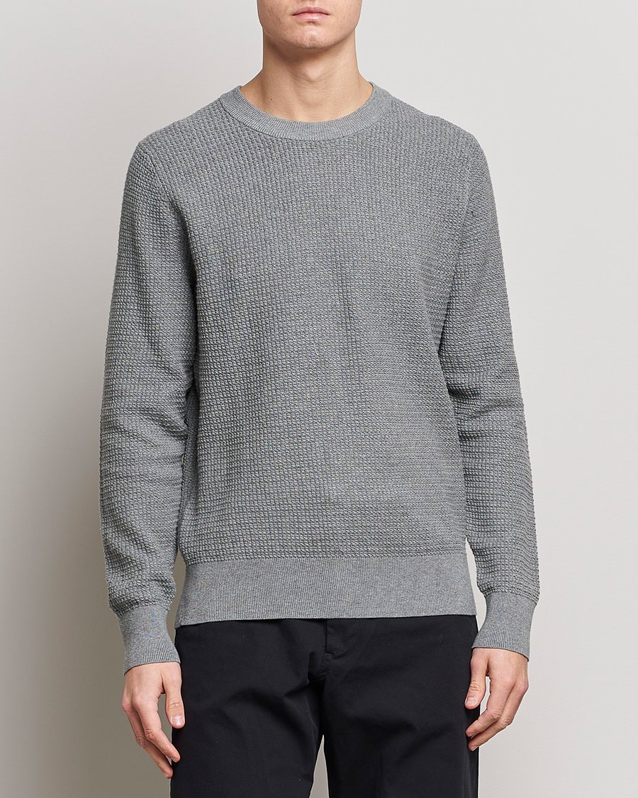 Hombres | Jerséis y prendas de punto | J.Lindeberg | Arthur Structure Organic Cotton Crew Neck Light Grey