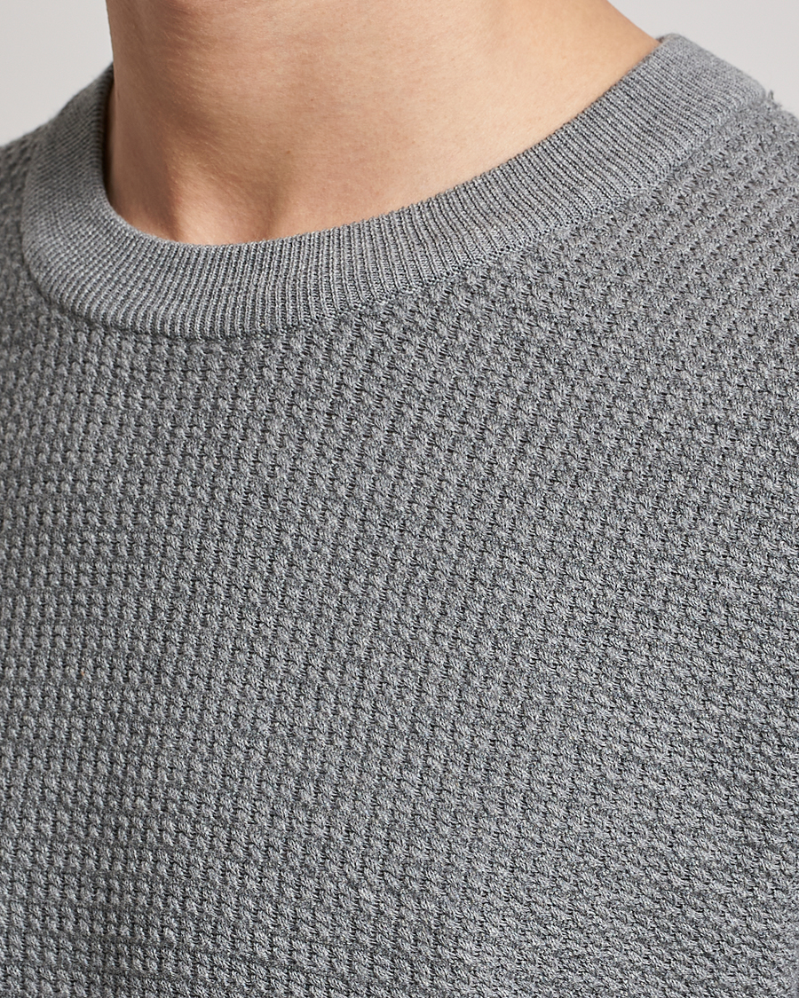 Hombres | Jerséis y prendas de punto | J.Lindeberg | Arthur Structure Organic Cotton Crew Neck Light Grey
