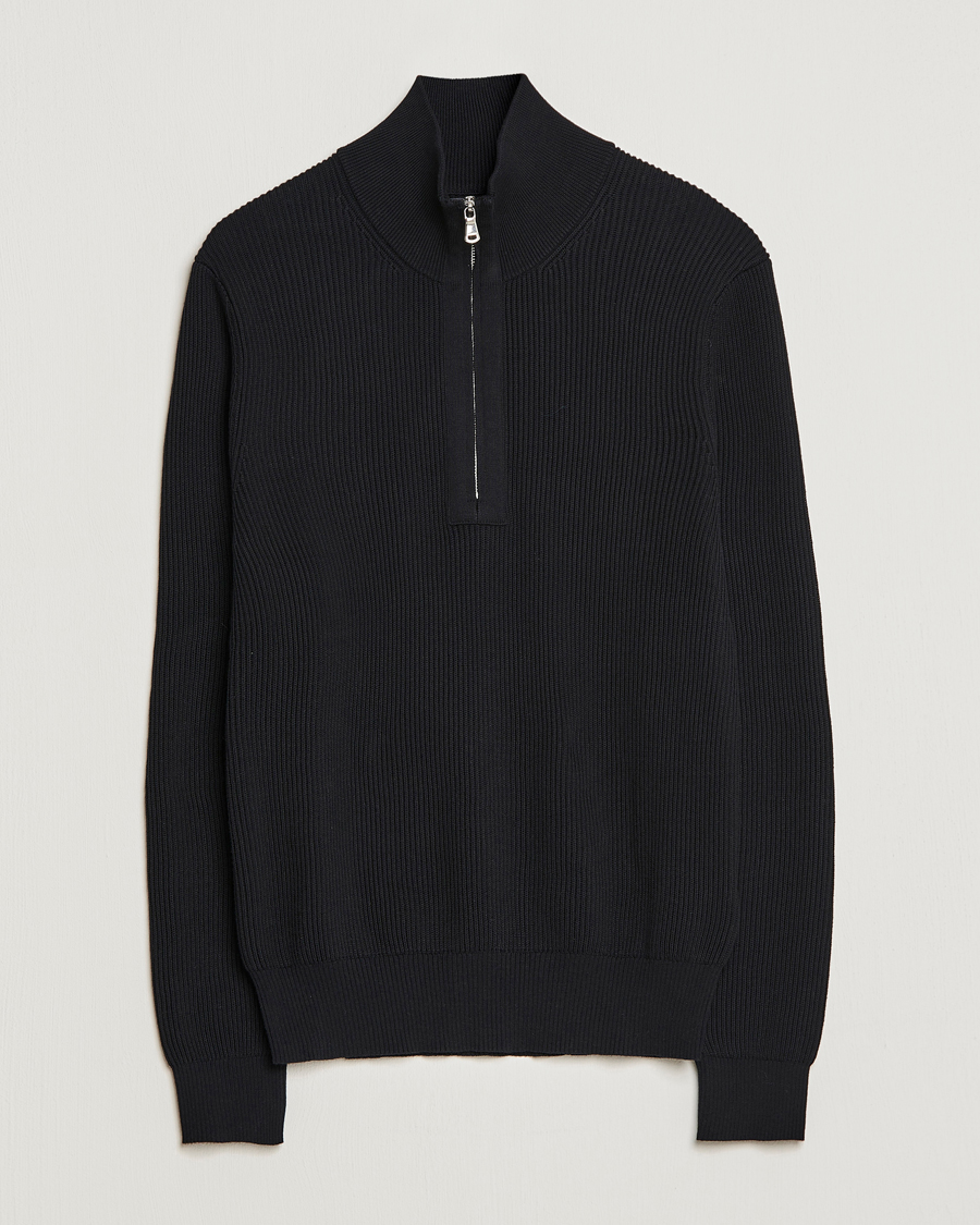 Hombres | Jerséis y prendas de punto | J.Lindeberg | Alex Half Zip Organic Cotton Sweater Black