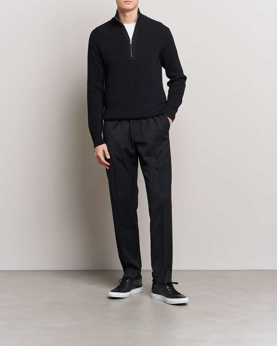 Hombres | Jerséis y prendas de punto | J.Lindeberg | Alex Half Zip Organic Cotton Sweater Black
