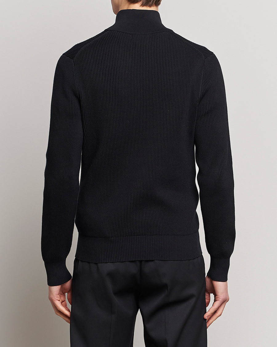 Hombres | Jerséis y prendas de punto | J.Lindeberg | Alex Half Zip Organic Cotton Sweater Black