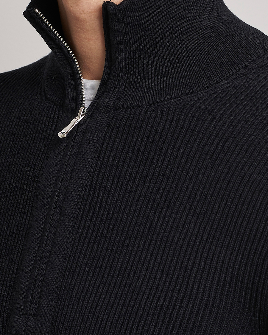 Hombres | Jerséis y prendas de punto | J.Lindeberg | Alex Half Zip Organic Cotton Sweater Black