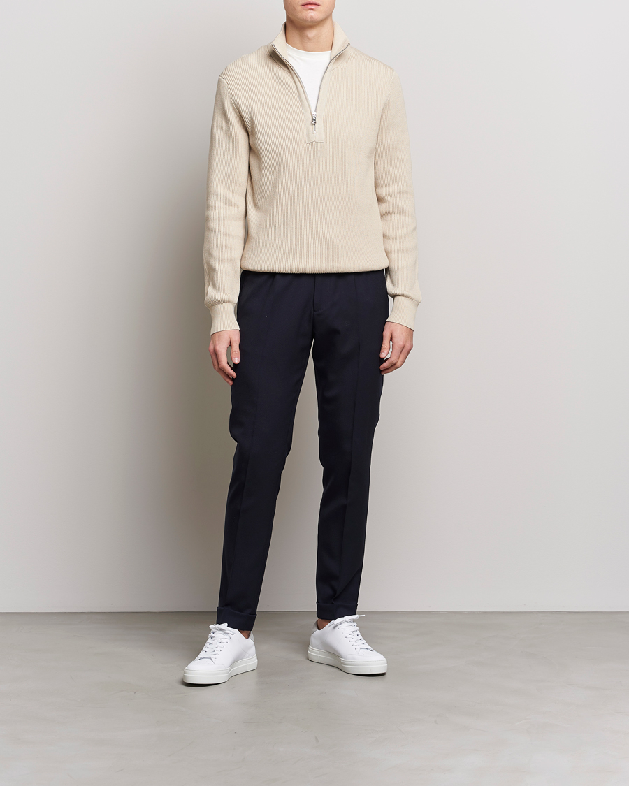 Hombres | Jerséis y prendas de punto | J.Lindeberg | Alex Half Zip Organic Cotton Sweater Turtledove