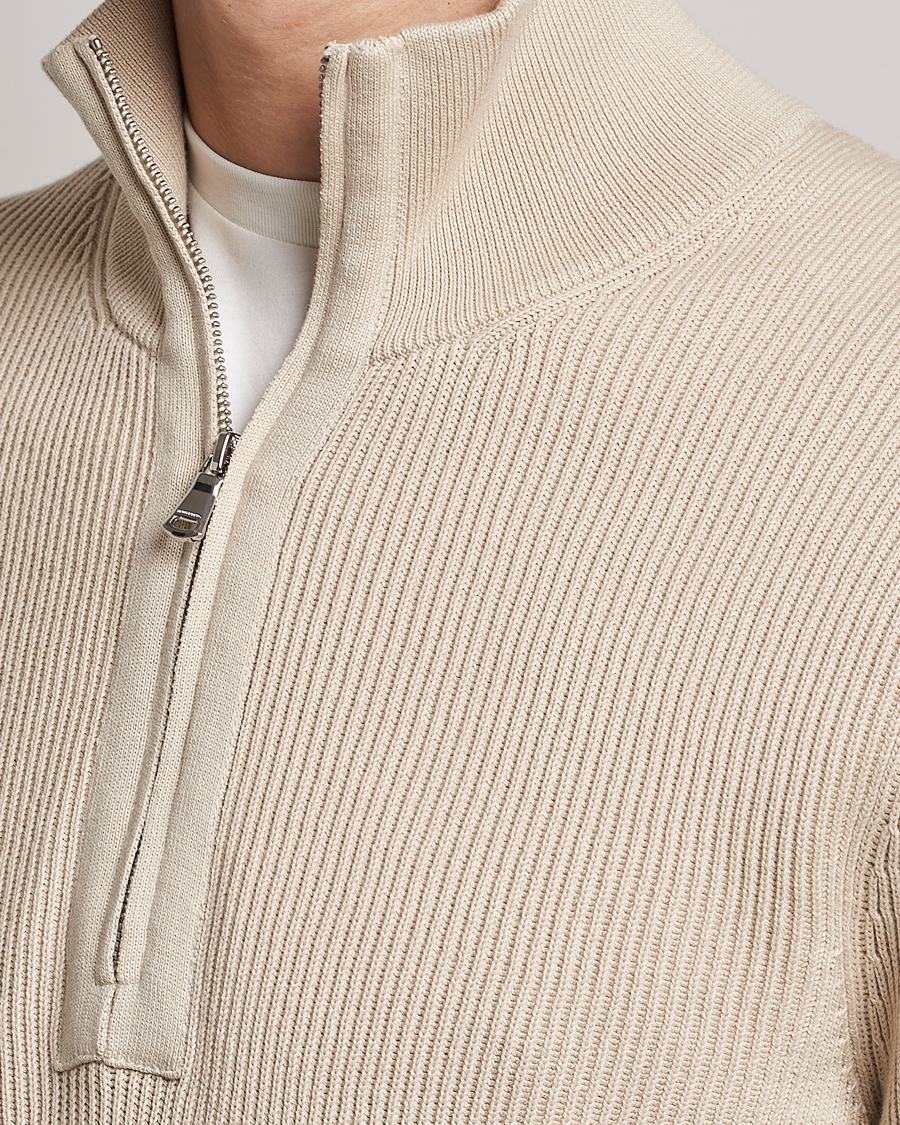Hombres | Jerséis y prendas de punto | J.Lindeberg | Alex Half Zip Organic Cotton Sweater Turtledove