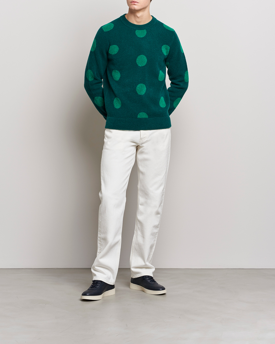Hombres | Jerséis y prendas de punto | J.Lindeberg | Dotte Hairy Jacquard Crewneck Rain Forest