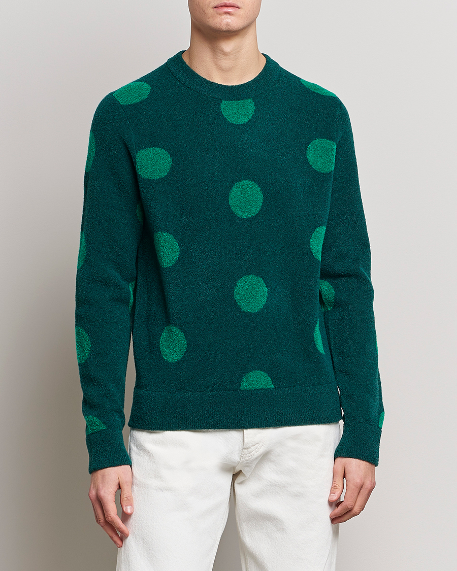 Hombres | Jerséis y prendas de punto | J.Lindeberg | Dotte Hairy Jacquard Crewneck Rain Forest