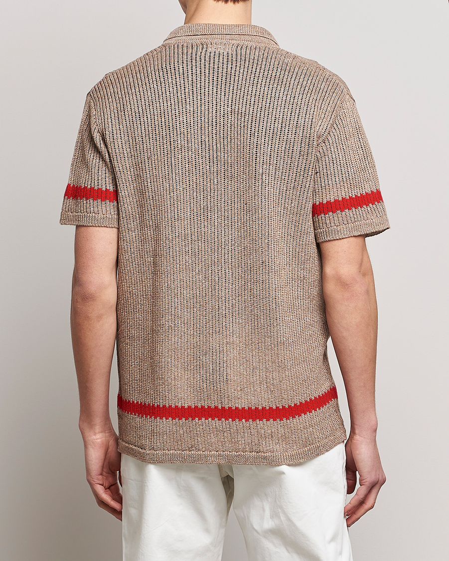 Hombres | Camisas | J.Lindeberg | Sky Knitted Linen/Merino Short Sleeve Shirt Beige