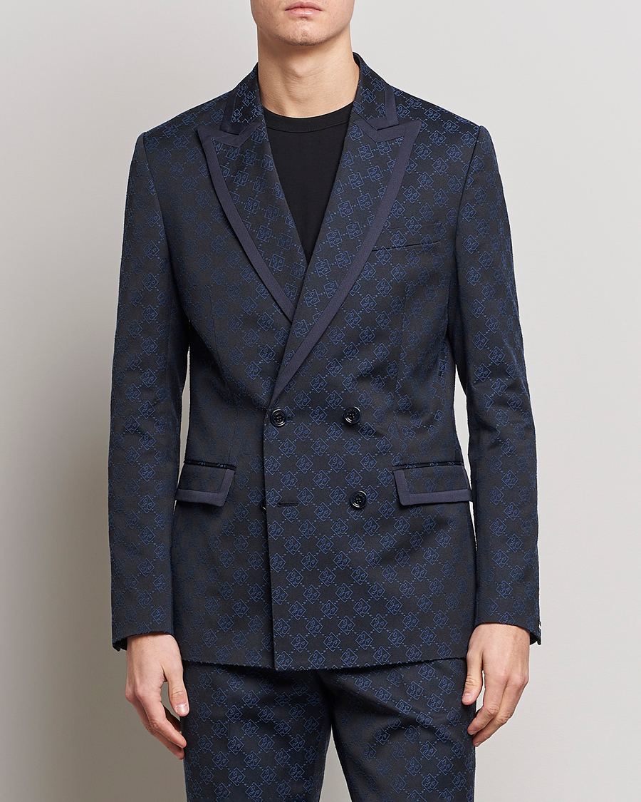 Hombres | Blazers | J.Lindeberg | Doryl S JL Jacquard Double Breasted Blazer Navy