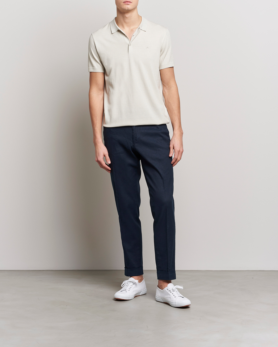 Hombres | Pantalones | J.Lindeberg | Grant Stretch Cotton/Linen Trousers Navy