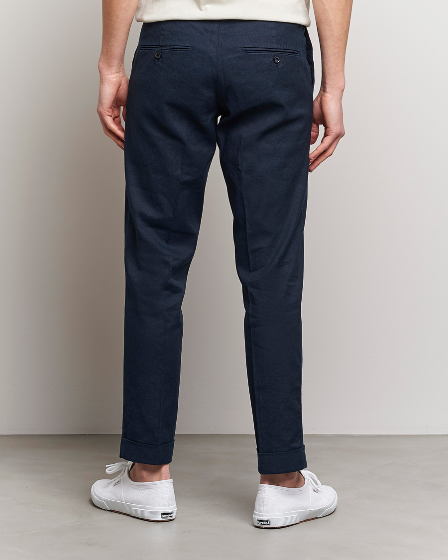 Hombres | Pantalones | J.Lindeberg | Grant Stretch Cotton/Linen Trousers Navy