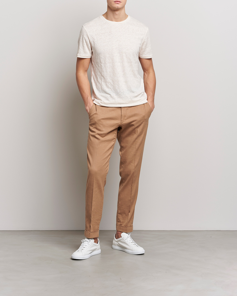 Hombres | Pantalones | J.Lindeberg | Grant Stretch Cotton/Linen Trousers Tiger Brown