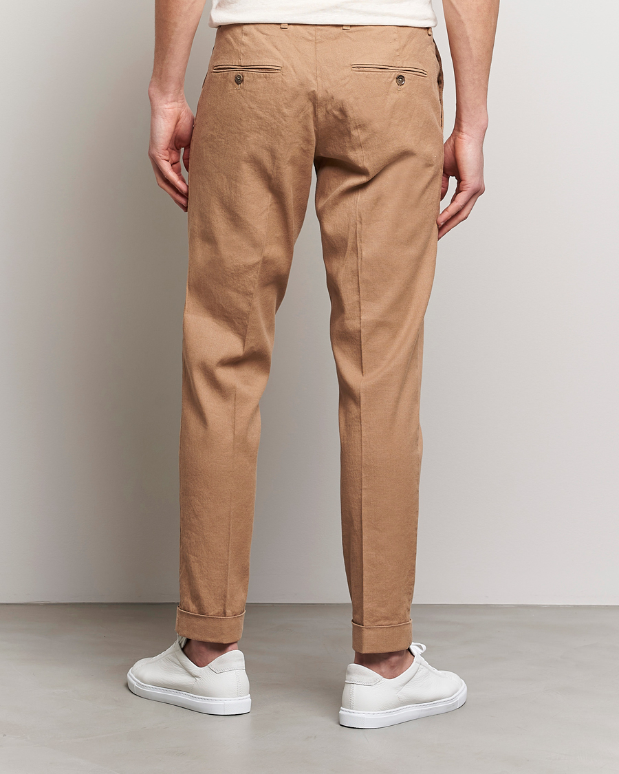 Hombres | Pantalones | J.Lindeberg | Grant Stretch Cotton/Linen Trousers Tiger Brown
