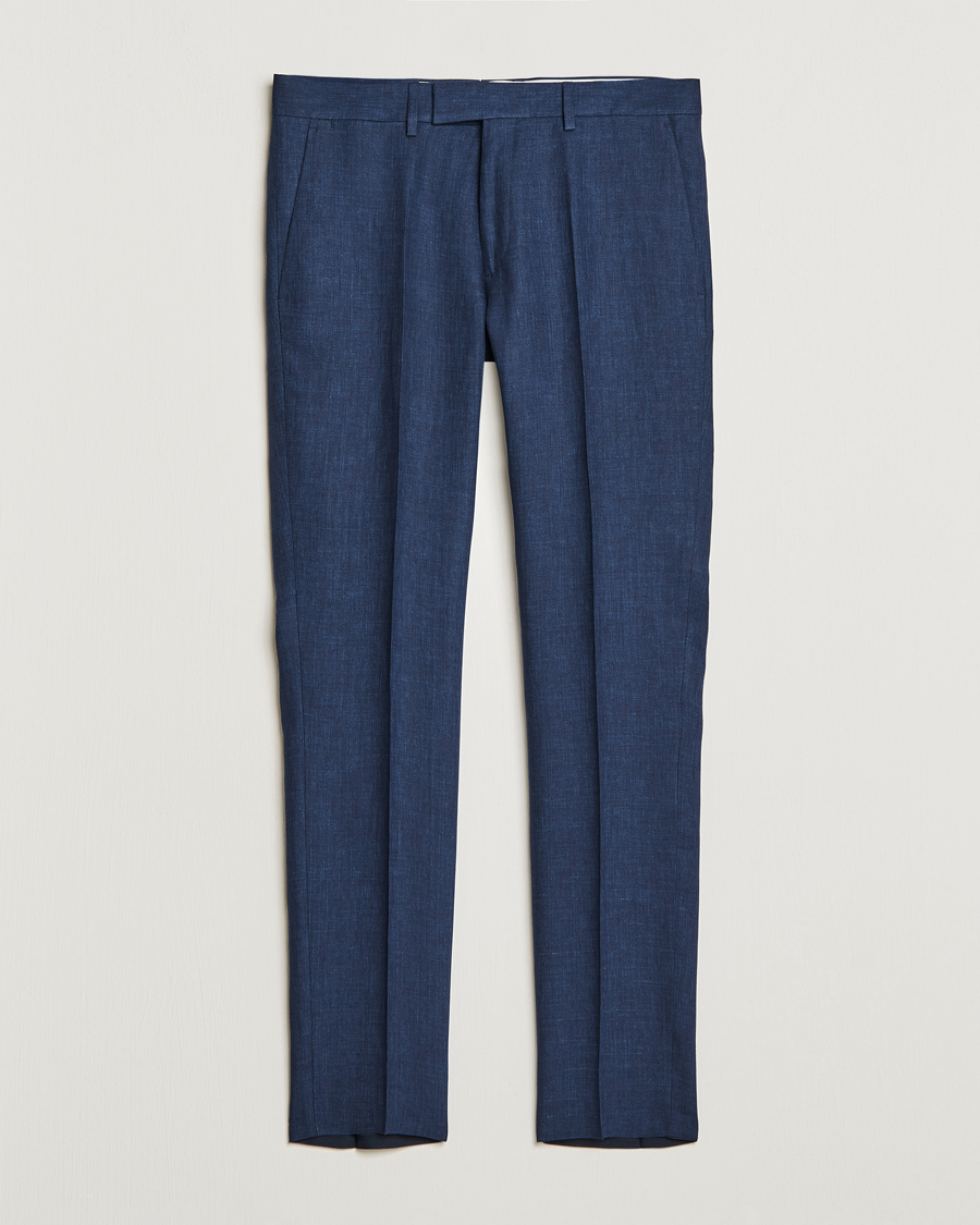 Hombres | Pantalones | J.Lindeberg | Grant Super Linen Trousers Blue Indigo
