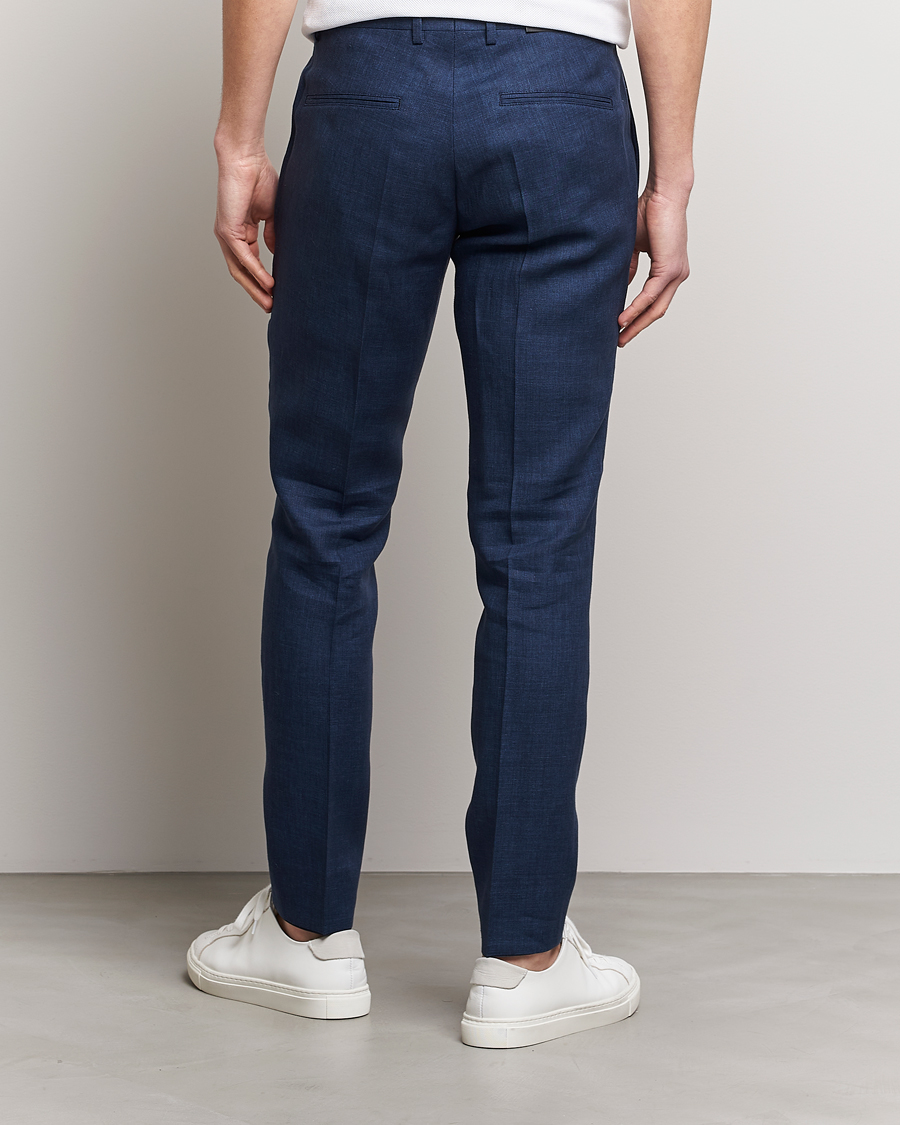 Hombres | Pantalones | J.Lindeberg | Grant Super Linen Trousers Blue Indigo