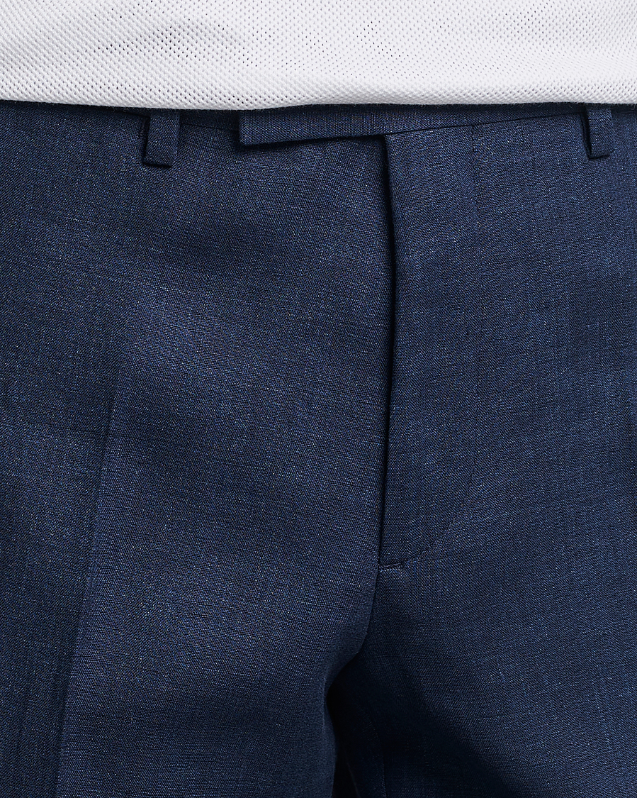 Hombres | Pantalones | J.Lindeberg | Grant Super Linen Trousers Blue Indigo