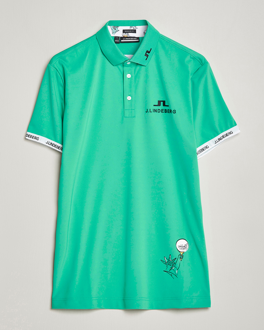 Hombres | Polos | J.Lindeberg | KV PGA Printed Jersey Polo Blarney Green