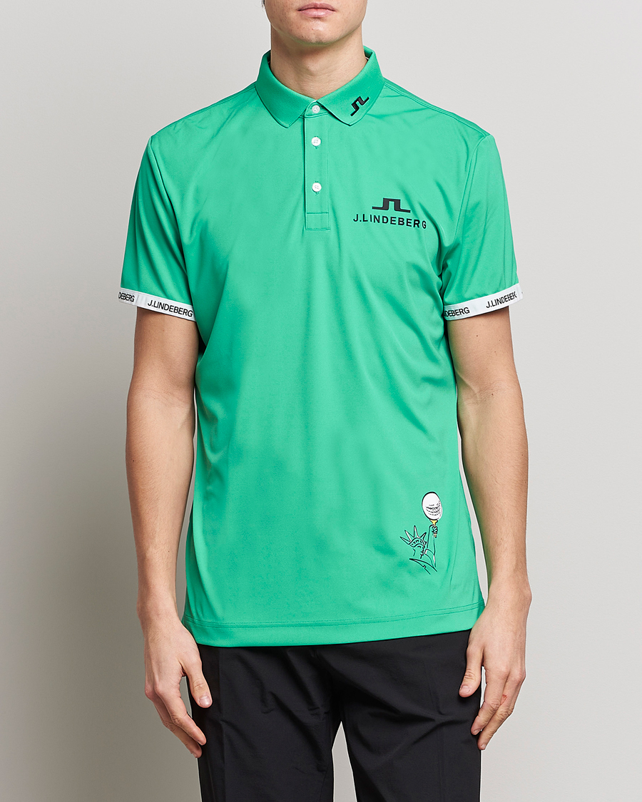 Hombres | Polos | J.Lindeberg | KV PGA Printed Jersey Polo Blarney Green